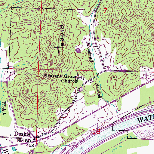 Topographic Map of Pleasant Grove Cemetery, MS