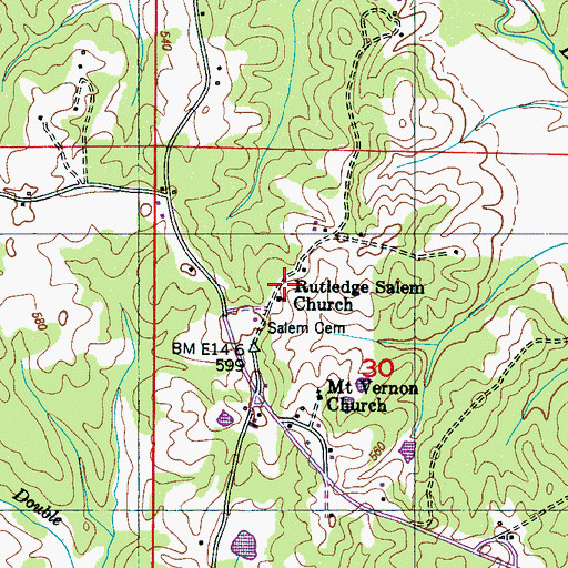 Topographic Map of Rutledge Salem School (historical), MS