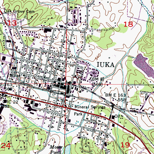 Topographic Map of Saint Marys Catholic Church, MS