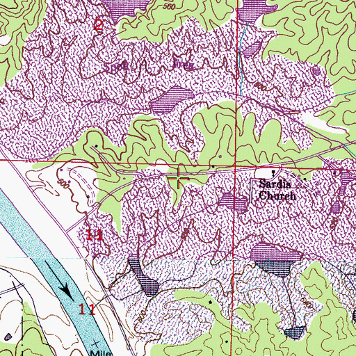 Topographic Map of Sardis School (historical), MS