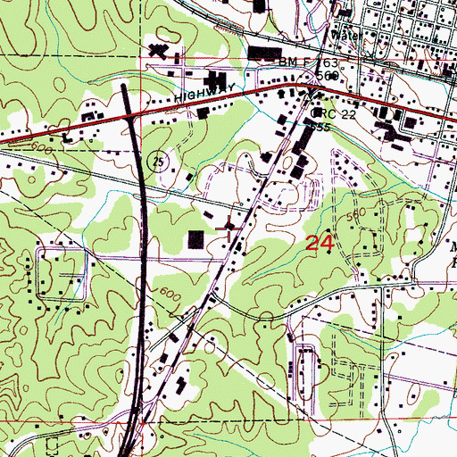 Topographic Map of Tishomingo County Courthouse, MS