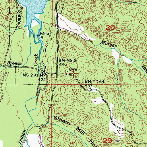 Topographic Map of Walker School (historical), MS