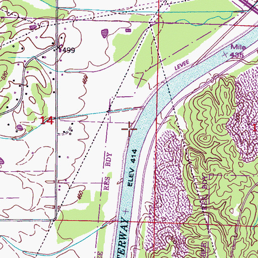 Topographic Map of Yellow Creek Drainage Ditch (historical), MS