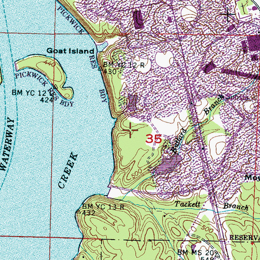 Topographic Map of Yellow Creek Nuclear Power Plant, MS