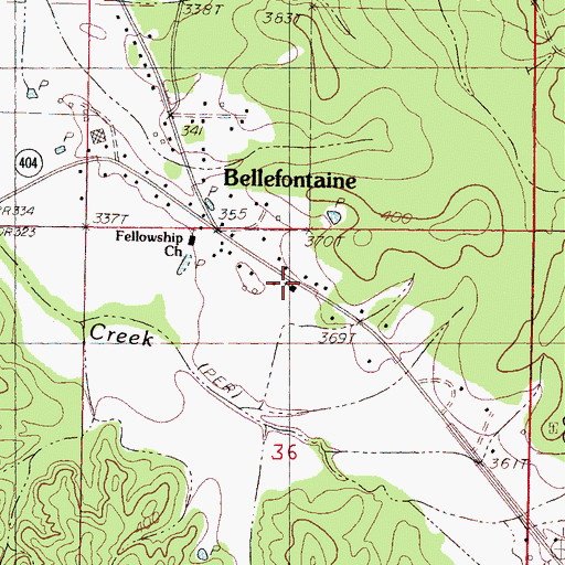 Topographic Map of Bellefontaine Methodist Church, MS