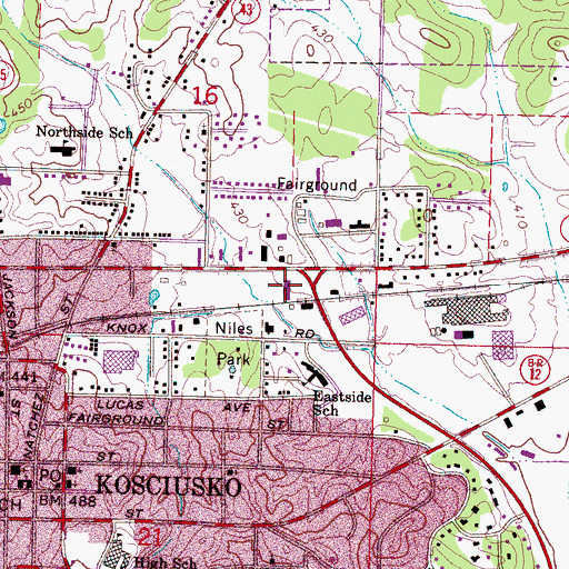 Topographic Map of Baileys Shopping Center, MS