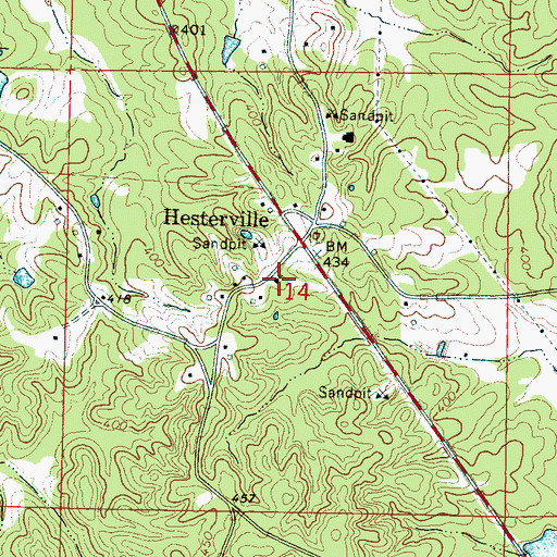 Topographic Map of Hesterville Church of Christ, MS