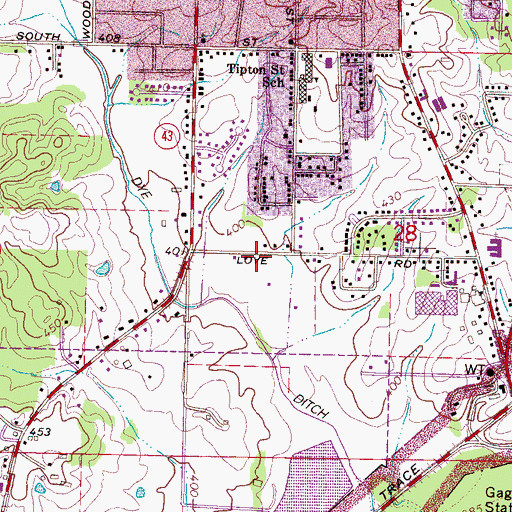 Topographic Map of Hugh Ellard Park, MS