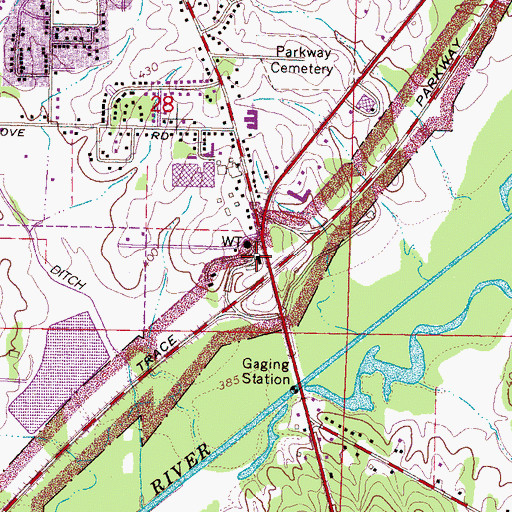 Topographic Map of Kosciusko Heritage Foundation Museum, MS