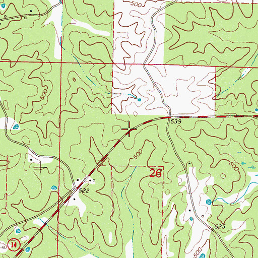 Topographic Map of Mercer (historical), MS