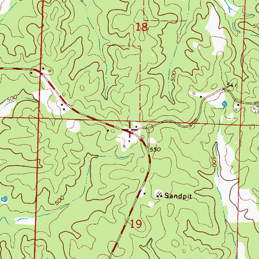 Topographic Map of Newtonville (historical), MS