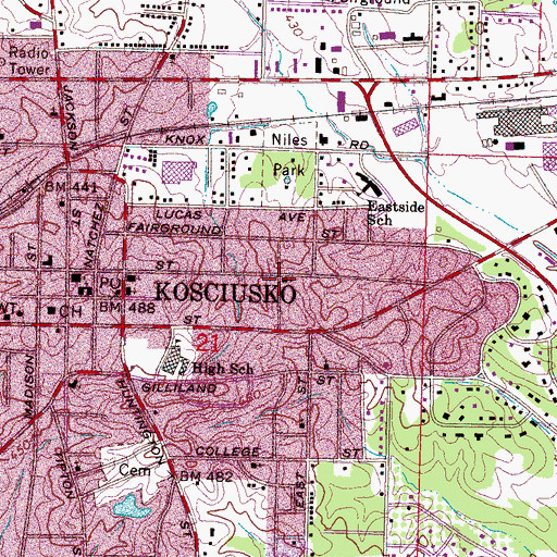 Topographic Map of Saint Theresa Catholic Church, MS