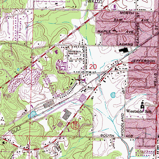 Topographic Map of Second Baptist Church, MS