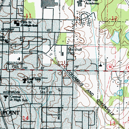 Topographic Map of Chuck Keys Field, MS