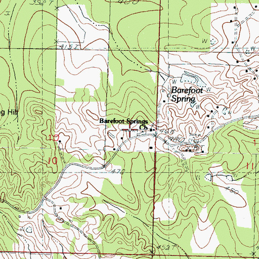 Topographic Map of Barefoot School (historical), MS