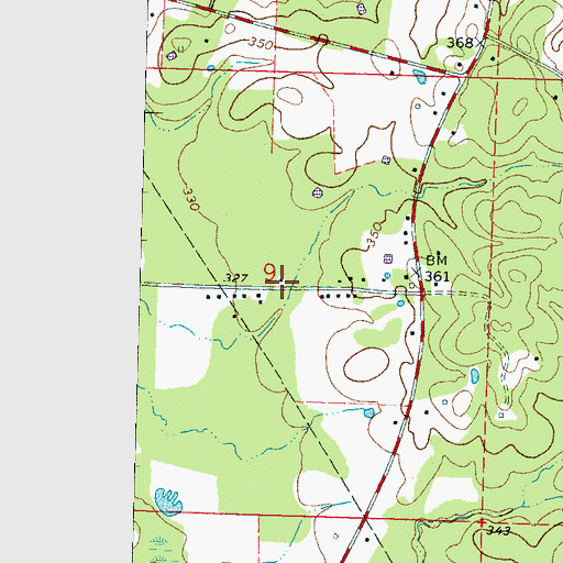 Topographic Map of Bethel School (historical), MS