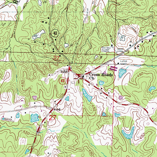 Topographic Map of Crossroads School (historical), MS