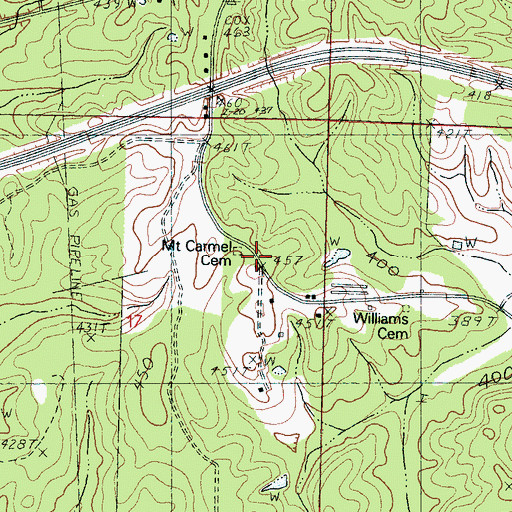 Topographic Map of Mount Carmel Church (historical), MS