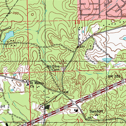 Topographic Map of Mount Olive Church (historical), MS