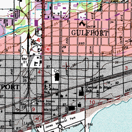 Topographic Map of First Church of the Nazarene, MS