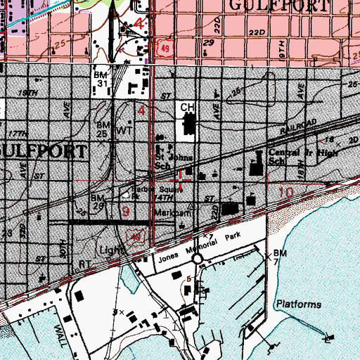 Topographic Map of First United Methodist Church, MS