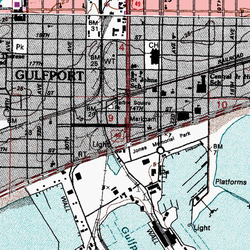 Topographic Map of Great Southern Shopping Center, MS
