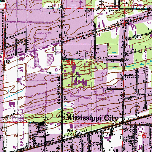 Topographic Map of Gulfport High School, MS