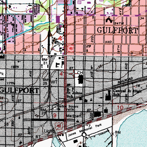 Topographic Map of Harrison County Courthouse, MS