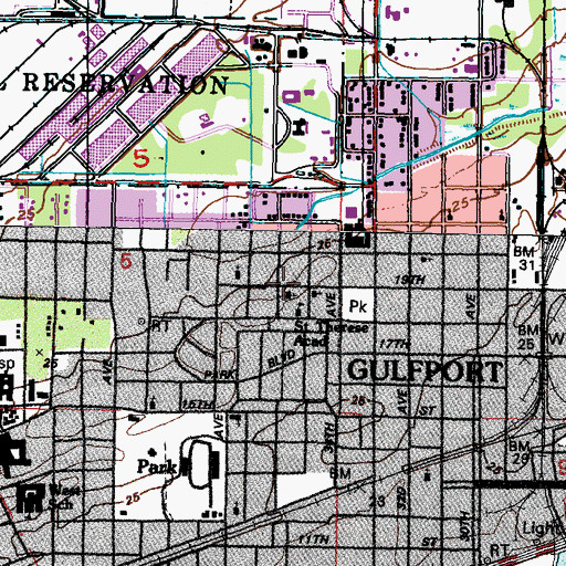 Topographic Map of Saint Theresa Catholic Church, MS
