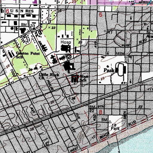 Topographic Map of West Junior High School, MS
