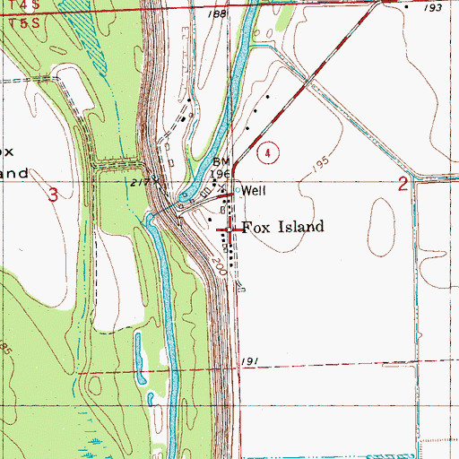 Topographic Map of Fox Island, MS
