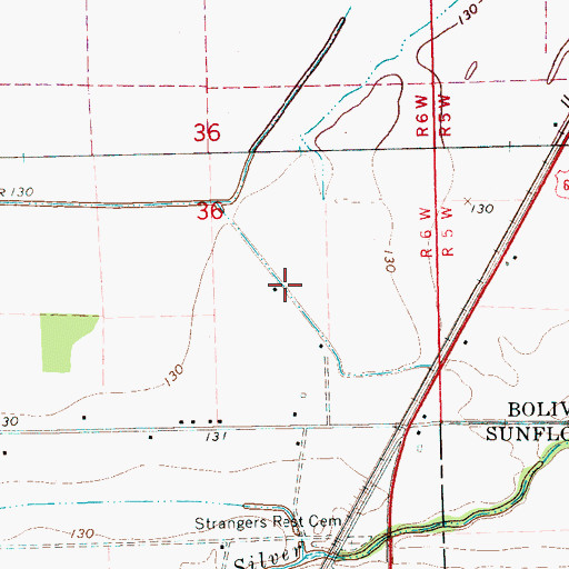 Topographic Map of Ditch Number Five A, MS