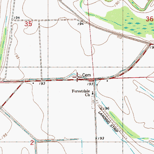 Topographic Map of Forestdale School (historical), MS