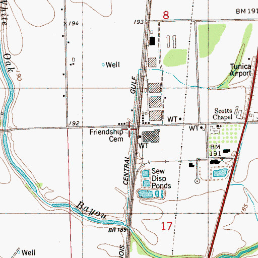 Topographic Map of Friendship Cemetery, MS