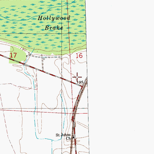 Topographic Map of Hollywood Brake, MS