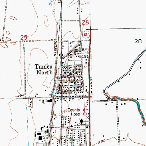 Topographic Map of Tunica North, MS