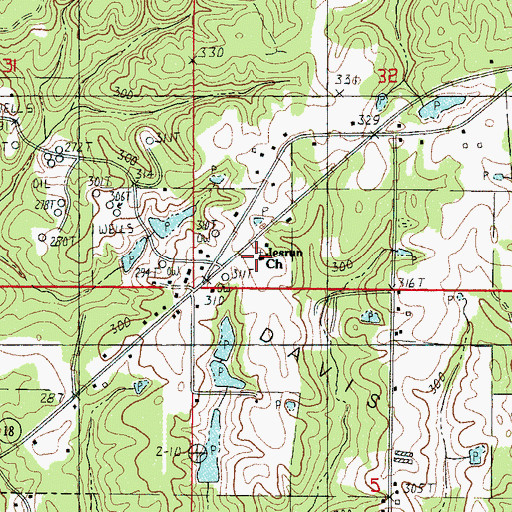 Topographic Map of Jesrun Church, MS