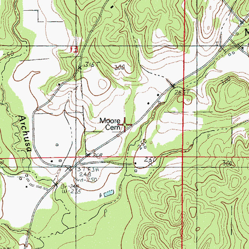 Topographic Map of Moore Cemetery, MS