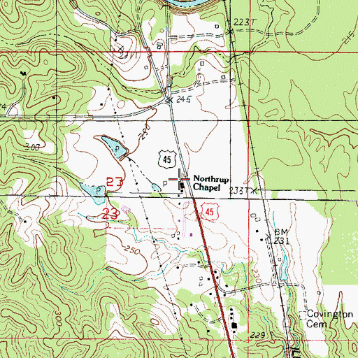 Topographic Map of Northrup Chapel, MS