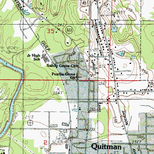 Topographic Map of Pearlie Grove Church, MS