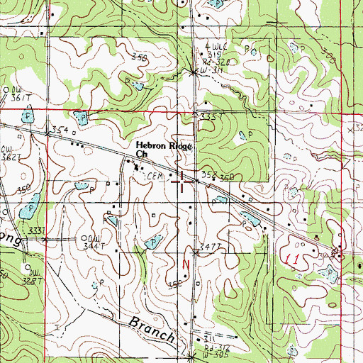 Topographic Map of Quates Store (historical), MS