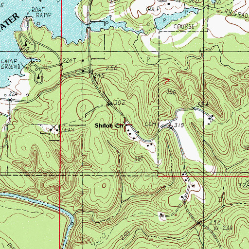 Topographic Map of Shiloh Baptist Church, MS