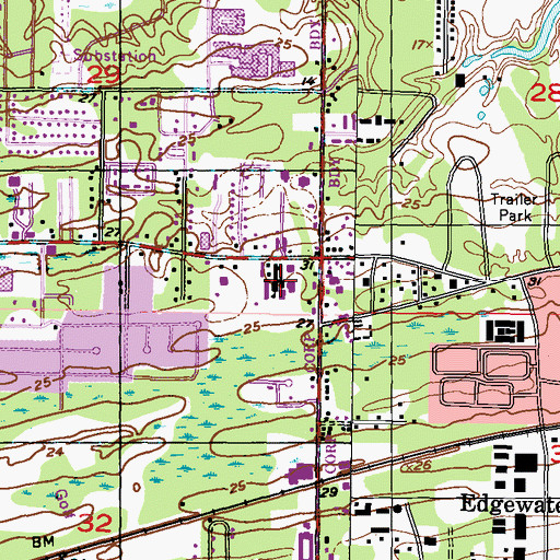 Topographic Map of Temming School (historical), MS
