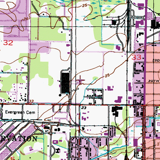 Topographic Map of Twentyeighth Street Elementary School, MS