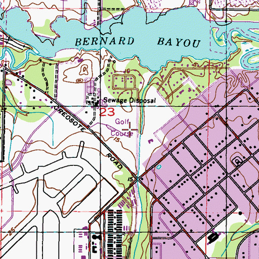 Topographic Map of Bayou View Golf Course, MS