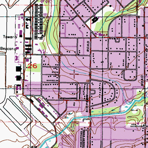 Topographic Map of Bayou View Junior High School, MS
