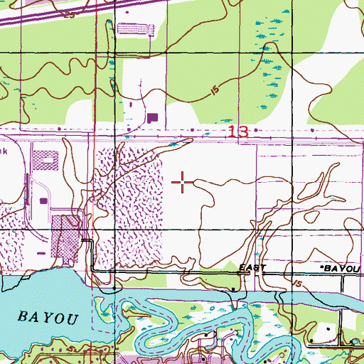 Topographic Map of Bernard Bayou Industrial Park, MS