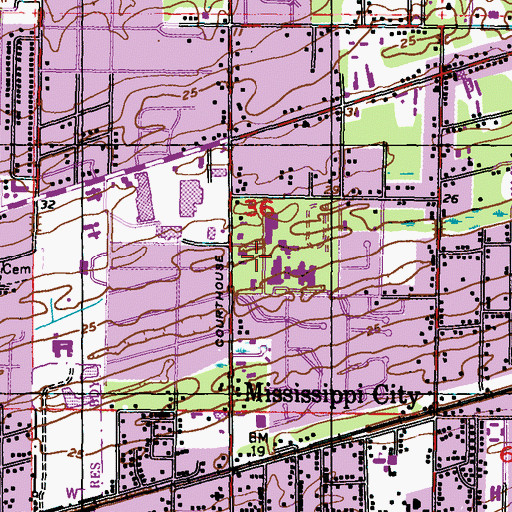 Topographic Map of East Gulfport High School, MS