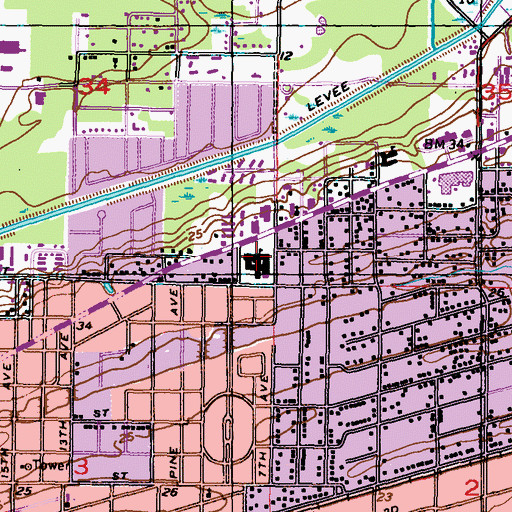 Topographic Map of East Junior High School, MS