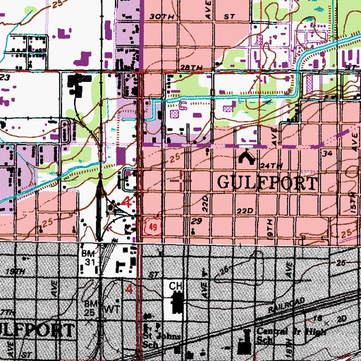 Topographic Map of Grace Memorial Baptist Church, MS